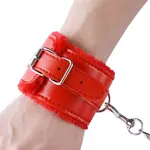 Padded handcuffs Bed cuffs with chain Red