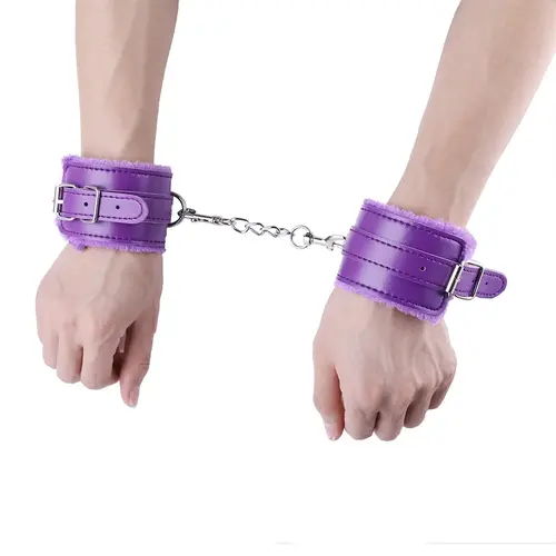 Padded Handcuffs - Bed Cuffs with Chain - Purple