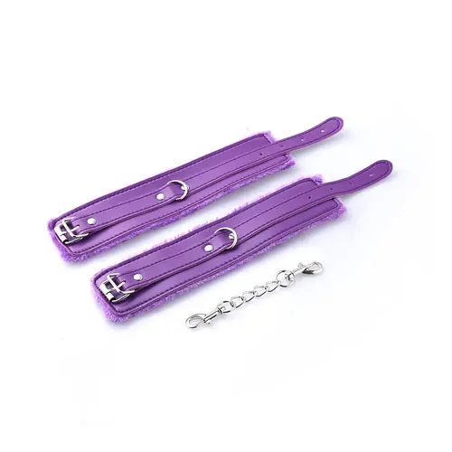 Padded Handcuffs - Bed Cuffs with Chain - Purple