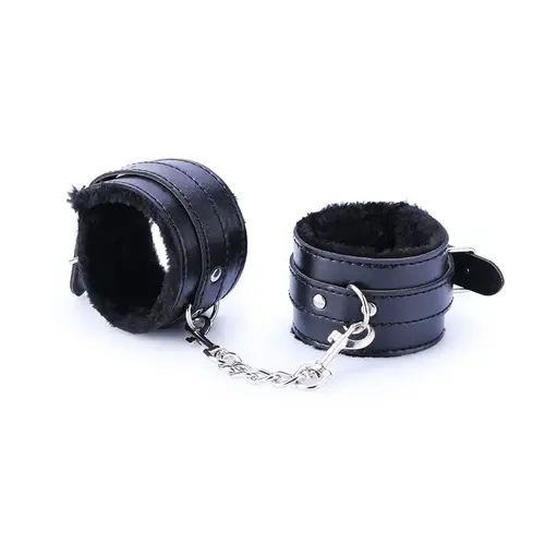 Padded handcuffs - Bed cuffs with chain - Black