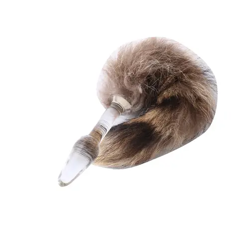 Fluffy Butt Plug - Fox tail - Transparent glass  butt plug