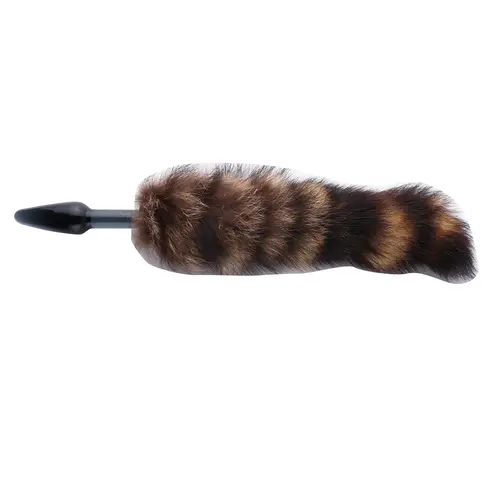 Fluffy Butt Plug - Fox tail - Black glass  butt plug