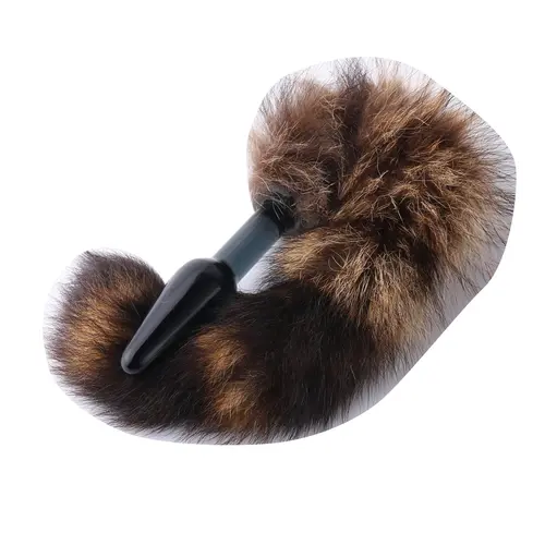 Fluffy Butt Plug - Fox tail - Black glass  butt plug