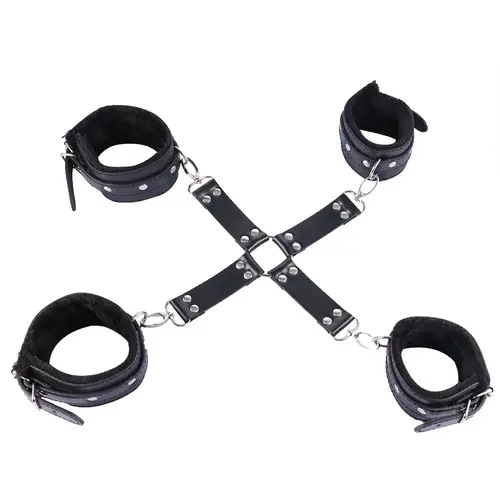 BDSM Bondage set with ankle cuffs and handcuffs