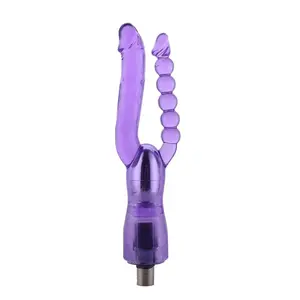 Dubbele geribbelde 3XLR dildo voor  voor Auxfun Basic Seksmachine 23 cm