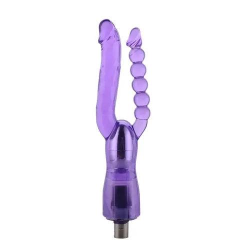 Dubbele geribbelde 3XLR dildo voor  voor Auxfun Basic Seksmachine 23 cm