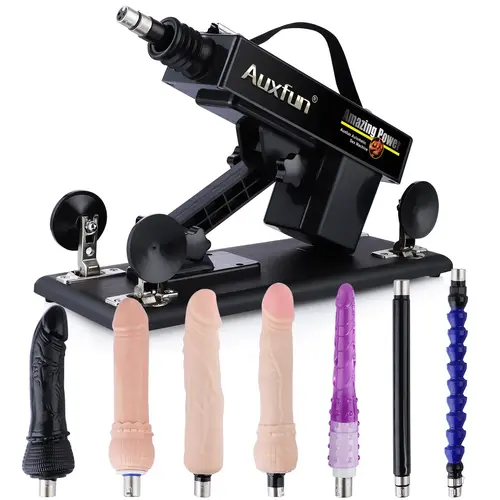 Paket Zorro Auxfun Basic Sex Machine mit 7 Dildoaufsätzen