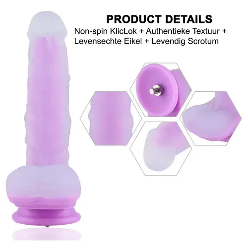 Glow in the Dark Dildo KlicLok and Suction Cup 20 CM Pink