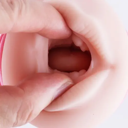 Pocket Pussy Masturbator Mond Roze met 3XLR aansluiting  voor Auxfun Basic Seksmachine