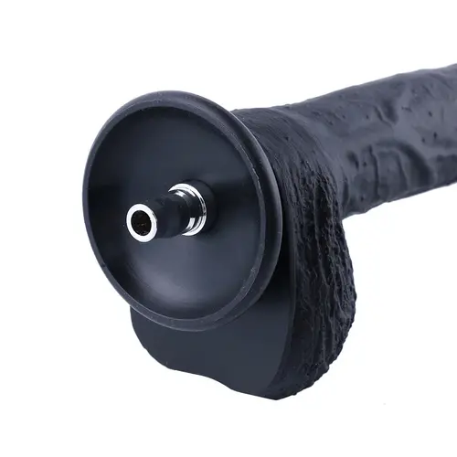 Dildo Black 22 CM Medically Approved Silicone Quick Air Connector