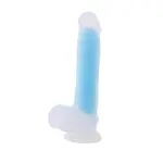 Siliconen Zuignap Dildo Fluor Blauw