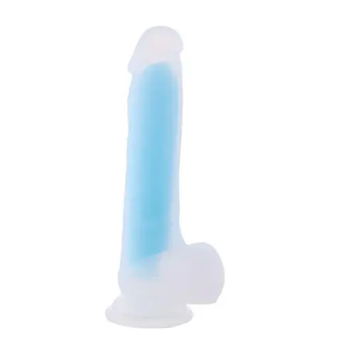 Siliconen Zuignap Dildo Fluor Blauw