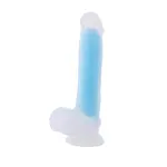 Siliconen Zuignap Dildo Fluor Blauw