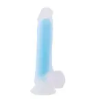 Siliconen Zuignap Dildo Fluor Blauw