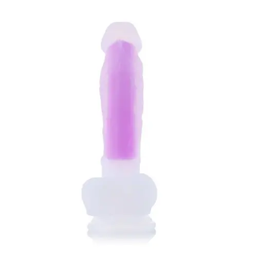 Silicone Suction Cup Dildo Fluorescent Pink