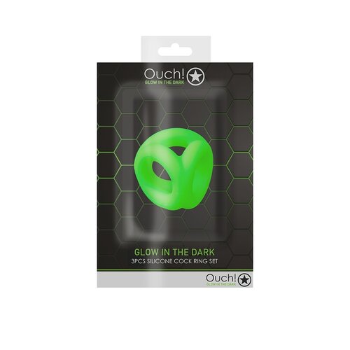 ShotS OUCH Cockring met Ball strap Glow in the Dark