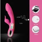 Beheizter rosa Kaninchenvibrator 100% wasserdicht medizinisch geprüftes Silikon mit zwei Motoren