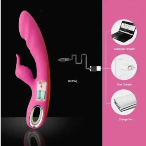 Heated Rabbit Vibrator - 100% Waterproof - Medically Approved Silicone - double Motor