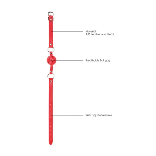 Gag Ball Mond Knevel Lederen Band Verstelbaar - Rood