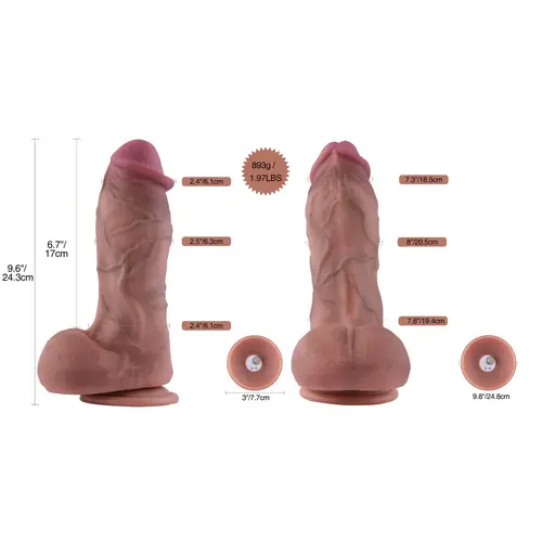 Gearderde Vibrerende Dildo opzetstuk 24 cm KlicLok