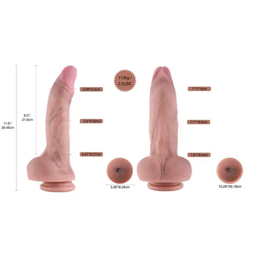 Geaderd Vibrerend XL Dildo Opzetstuk 29 cm met KlicLok