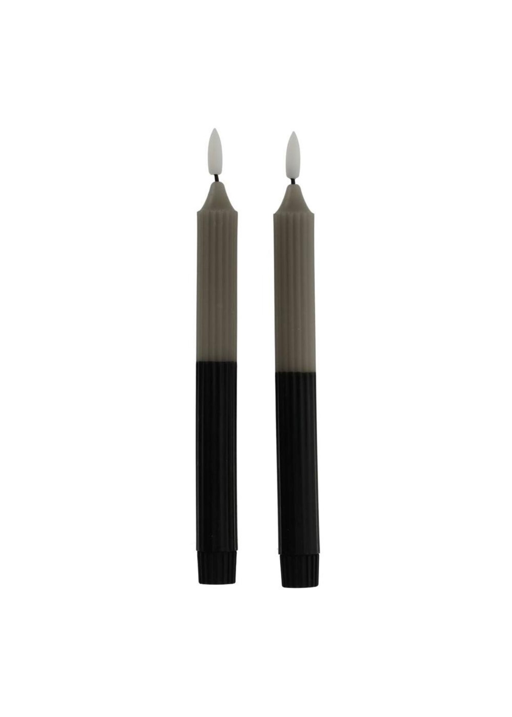 Jens Living LED Dinerkaars Ribbel zwart/taupe set van 2