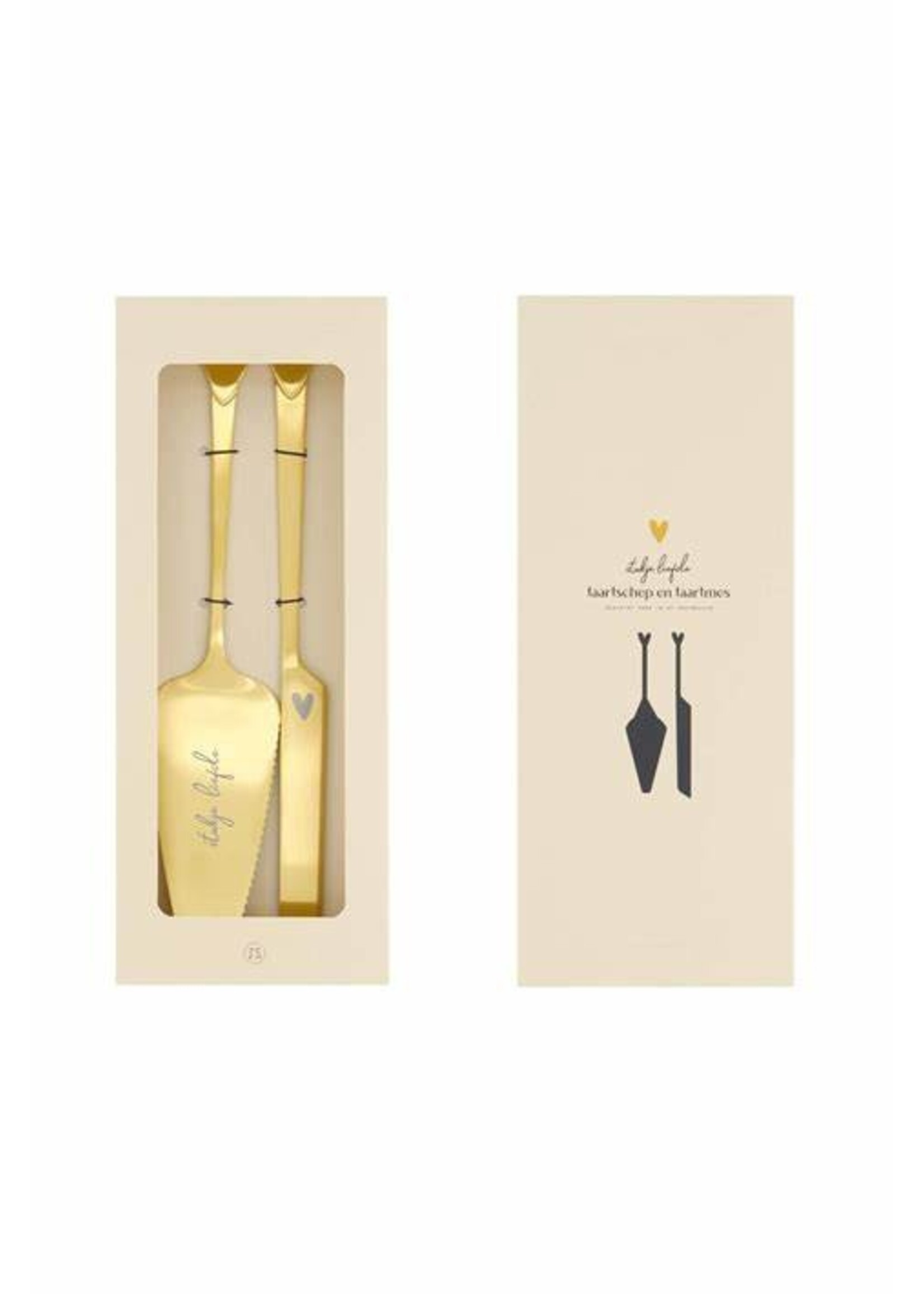 Zusss Taartschep en taartmes set goud