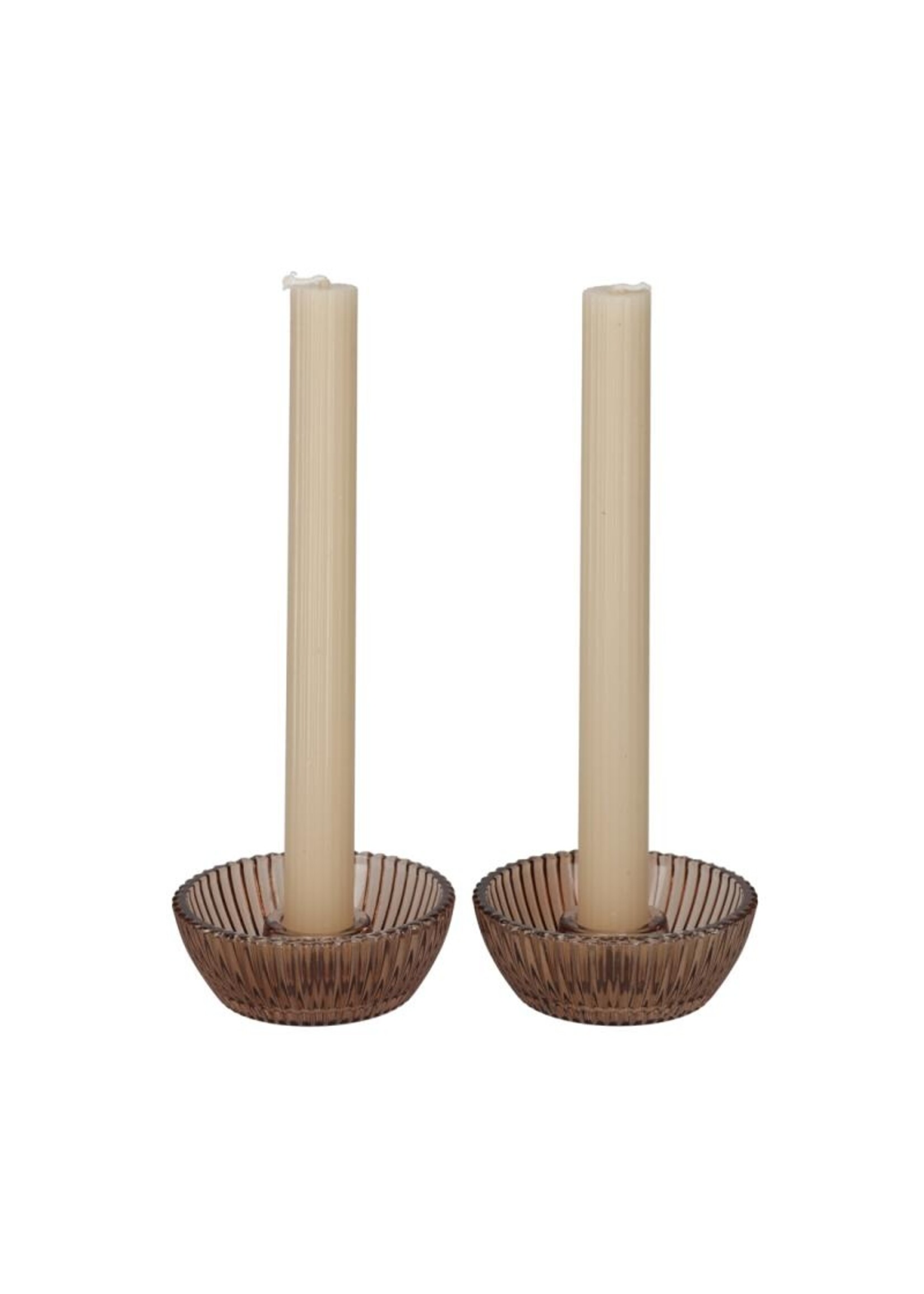 Jens Living JENS Living Giftset Kandelaar + Kaars Bruin /2