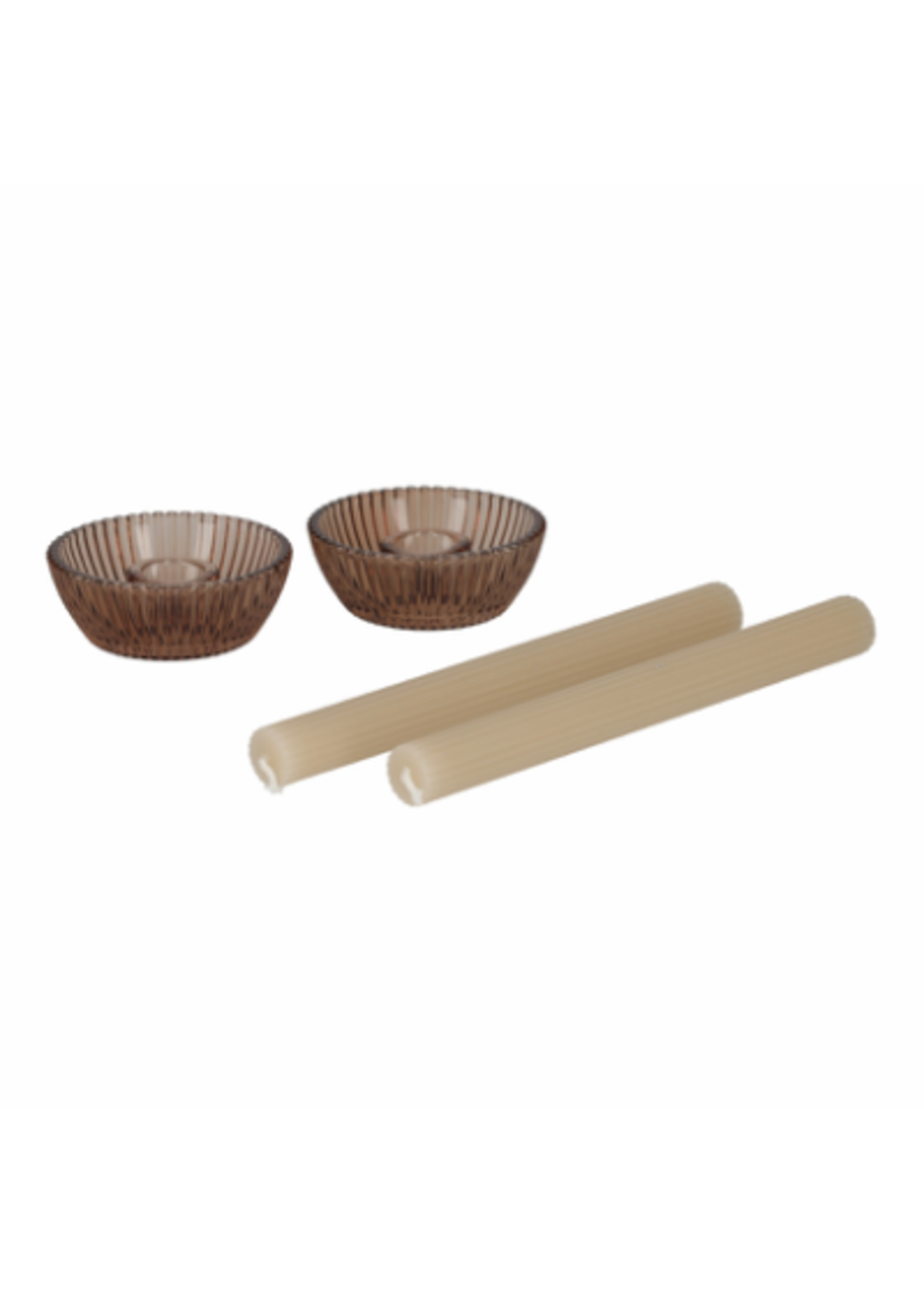Jens Living JENS Living Giftset Kandelaar + Kaars Bruin /2