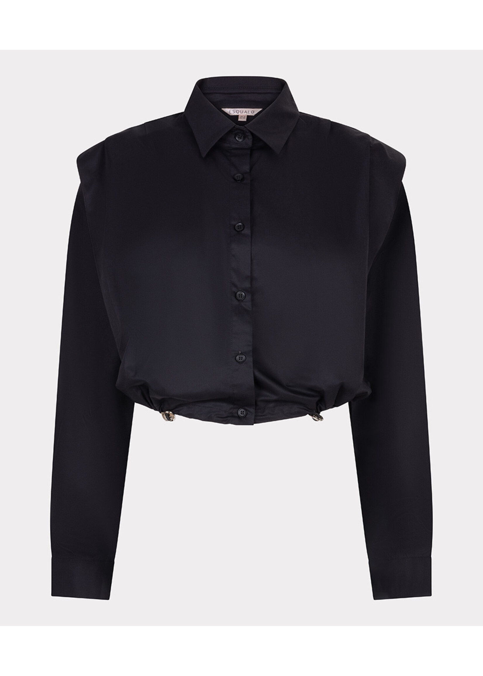 EsQualo Blouse cropped drawstring poplin
