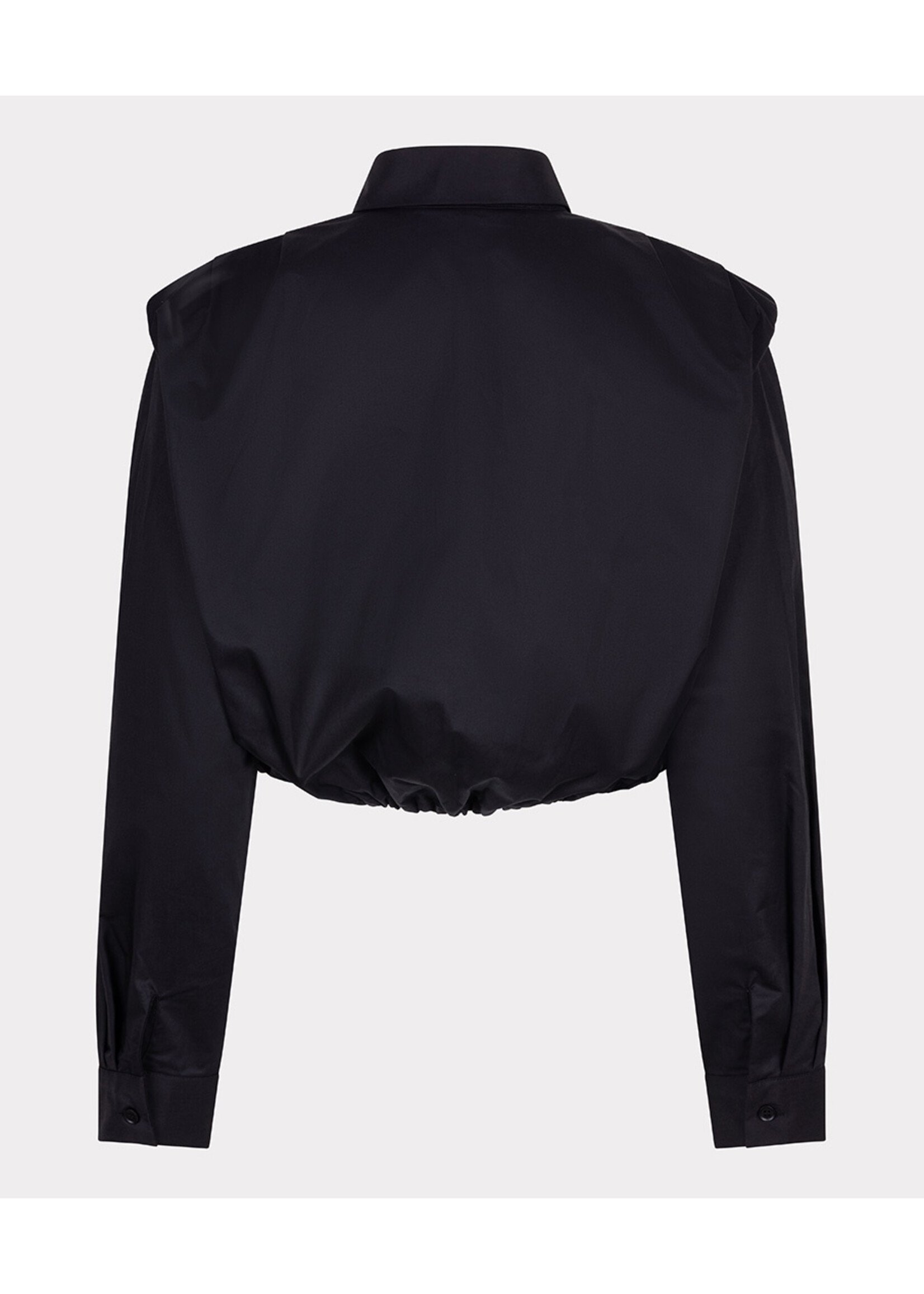 EsQualo Blouse cropped drawstring poplin