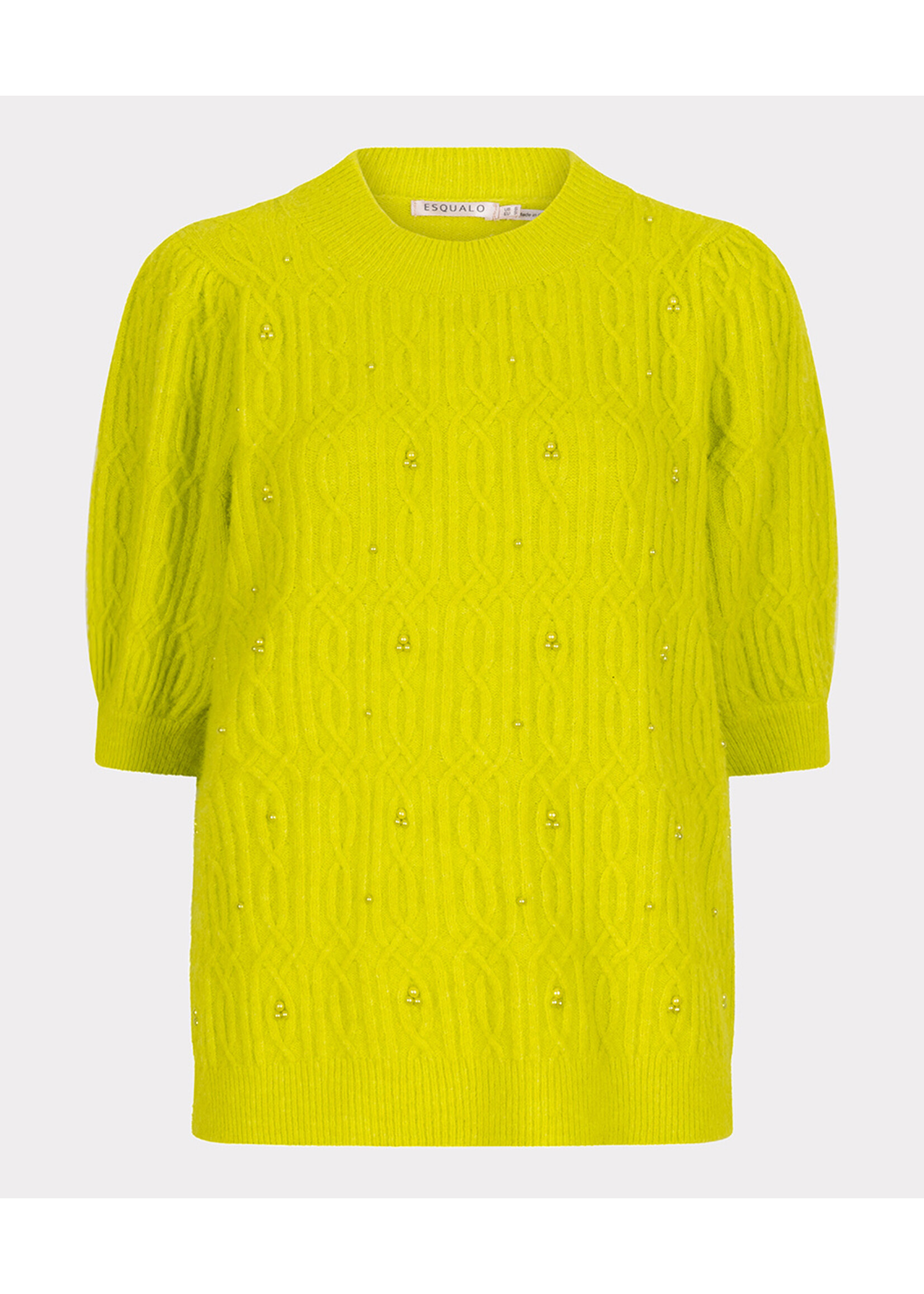 EsQualo Sweater pearls cable s/slvs