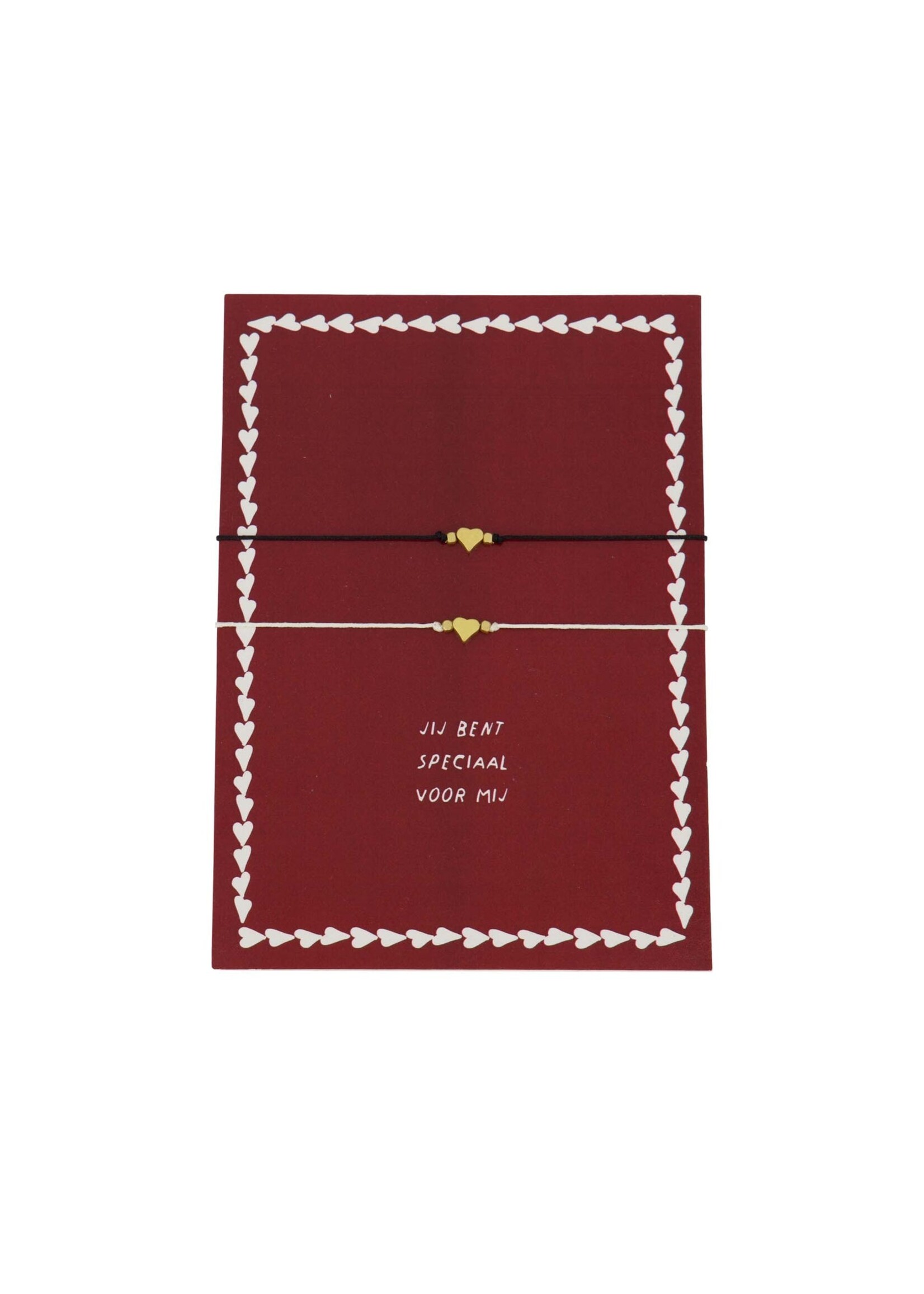 Zusss ansichtkaart vriendschapsarmbandjes rood/zwart/goud
