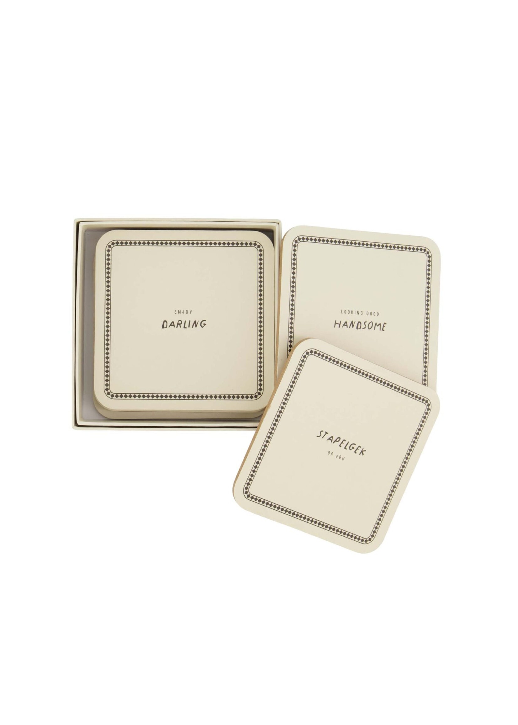 Zusss set van 6 onderzetters zand/antracietgrijs