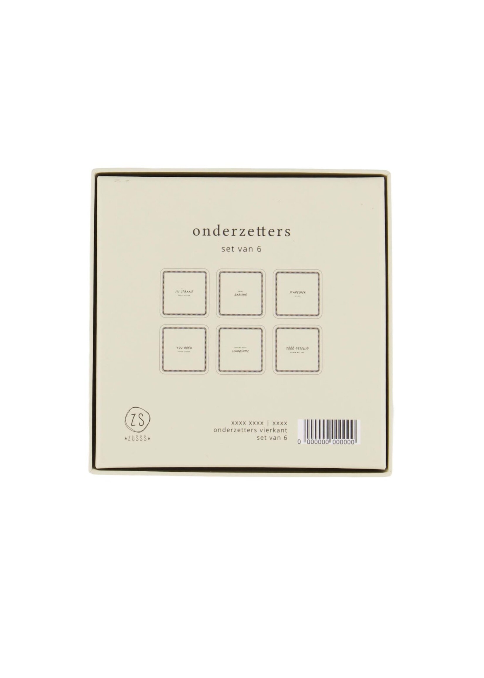 Zusss set van 6 onderzetters zand/antracietgrijs