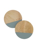 Zusss set van 2 onderzetters hout me time grijsblauw/naturel