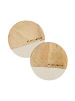 Zusss set van 2 onderzetters hout gezelligheid zand/naturel