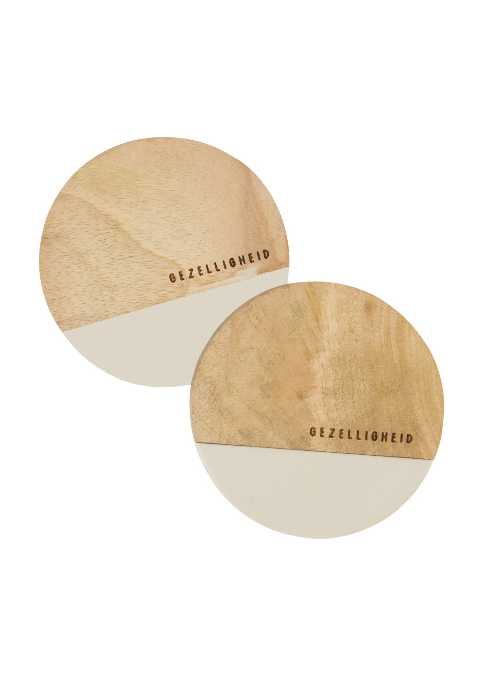 Zusss set van 2 onderzetters hout gezelligheid zand/naturel