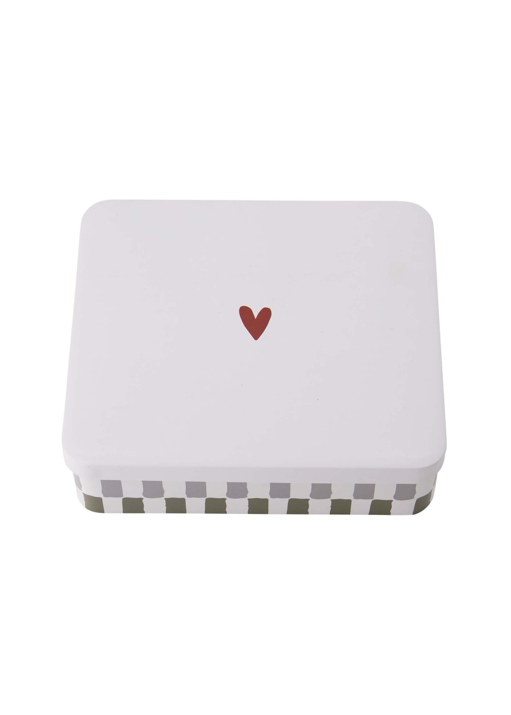 Zusss koekblik hartje rood/grijs/groen