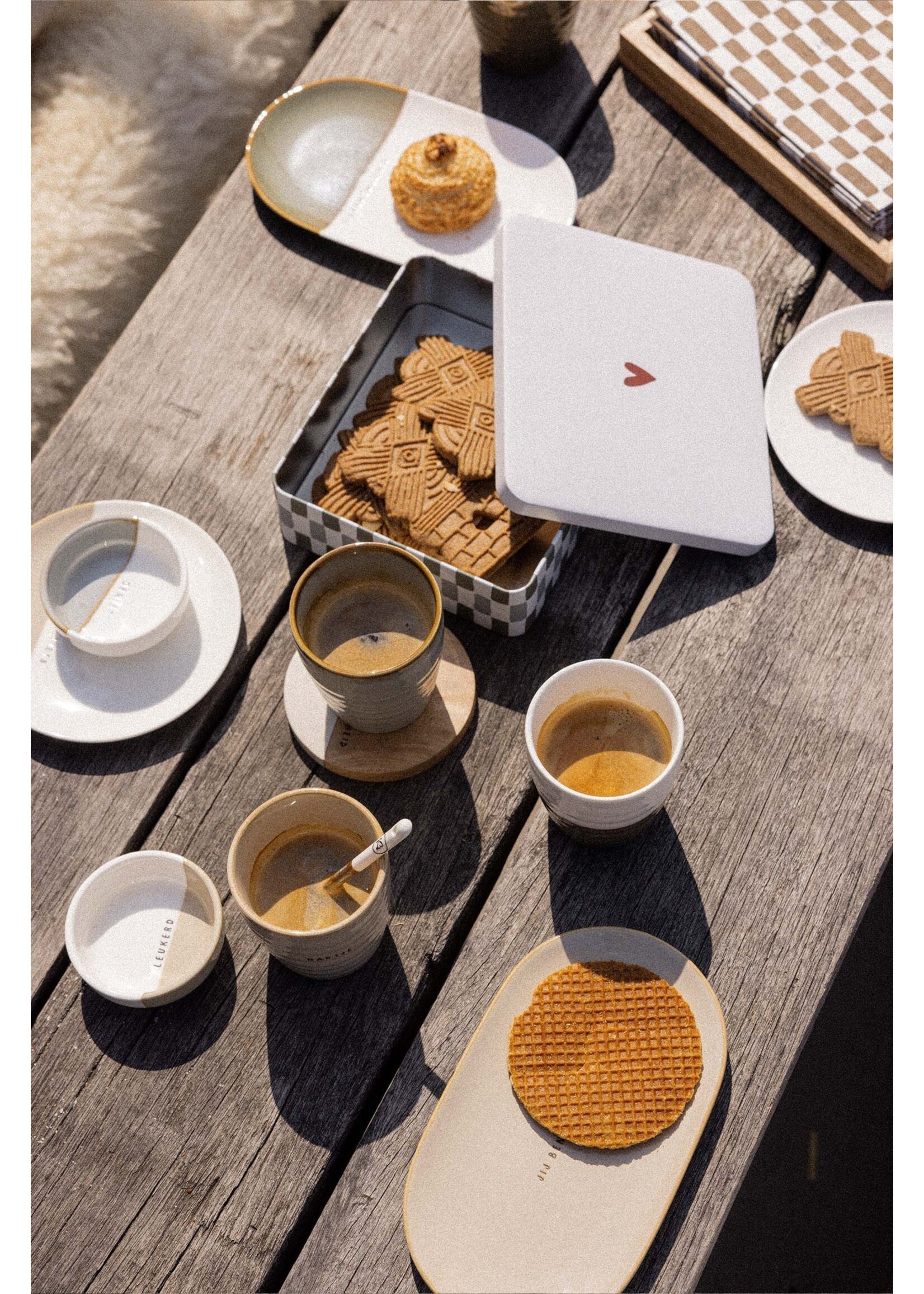 Zusss koekblik hartje rood/grijs/groen