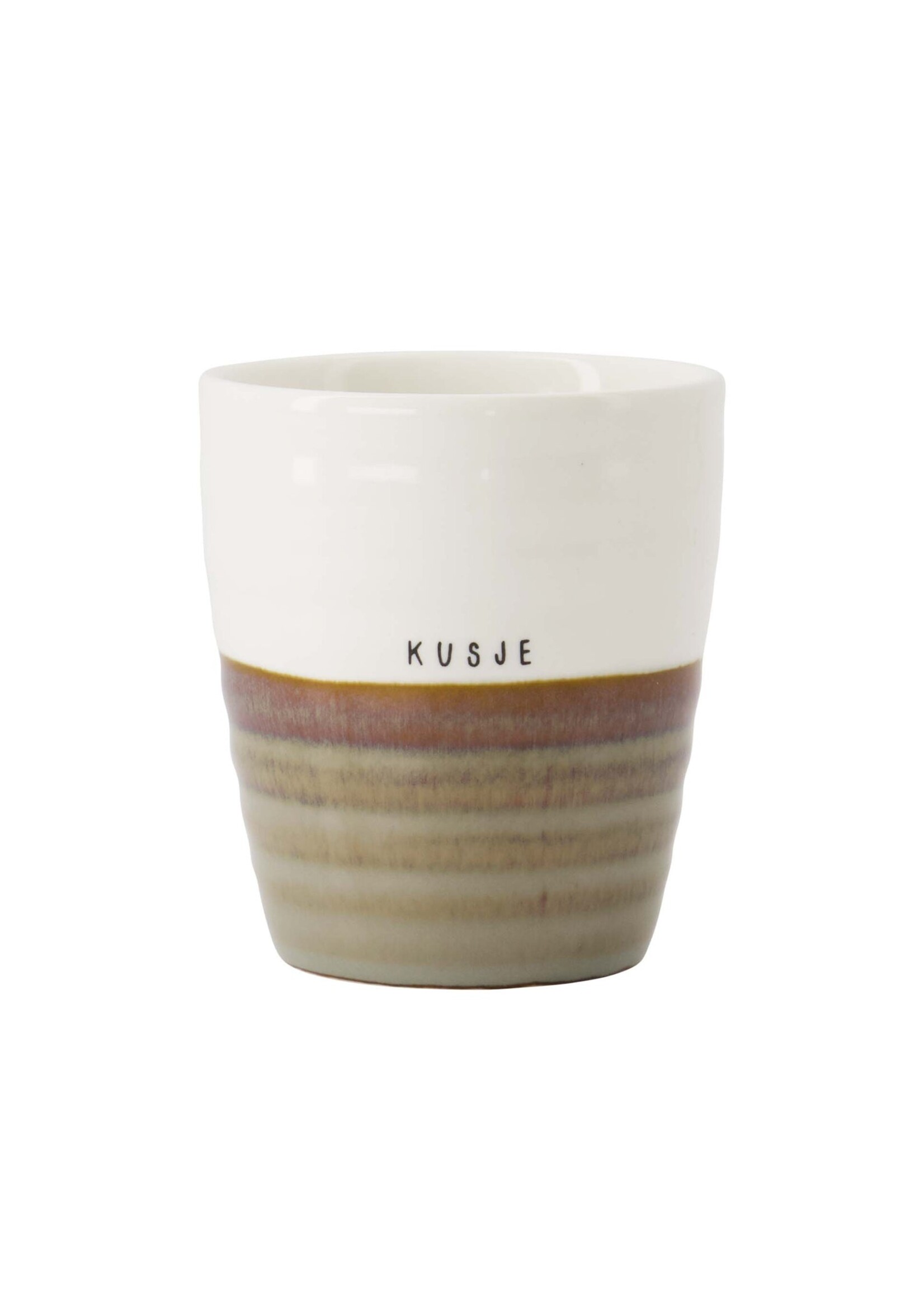 Zusss koffiemok kusje grijsblauw/wit