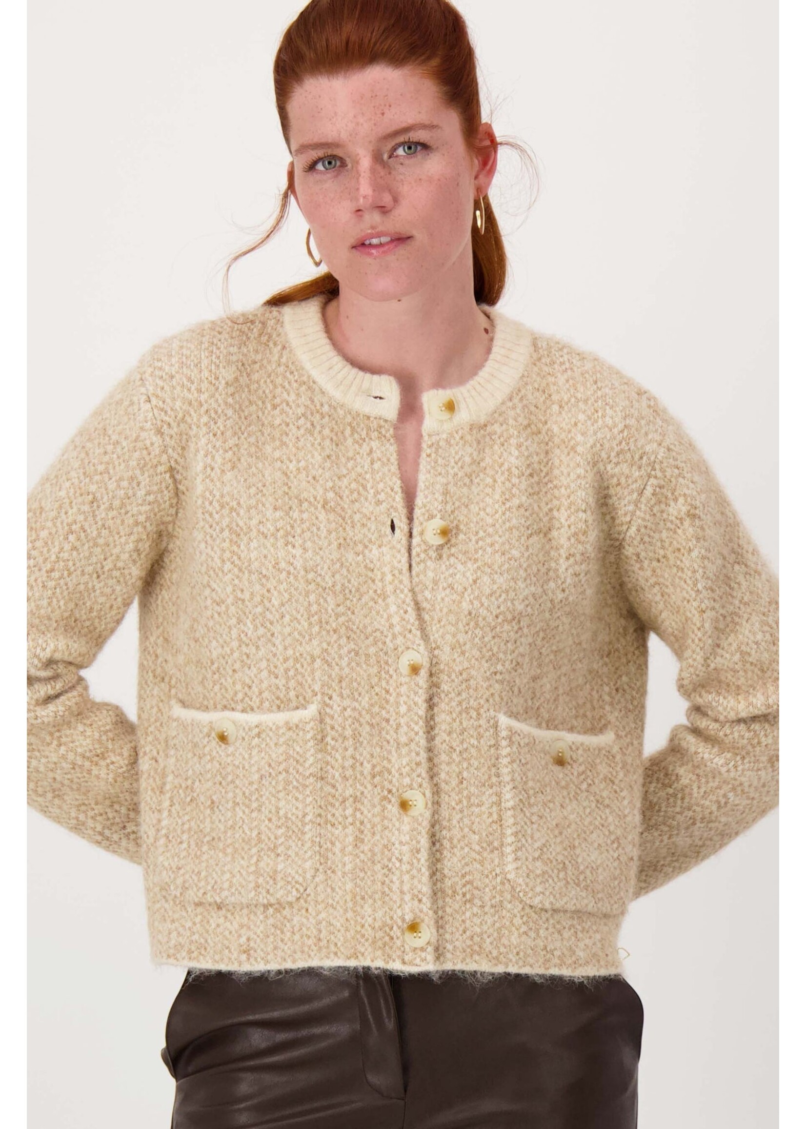 Zusss jacquard vest met visgraat structuur