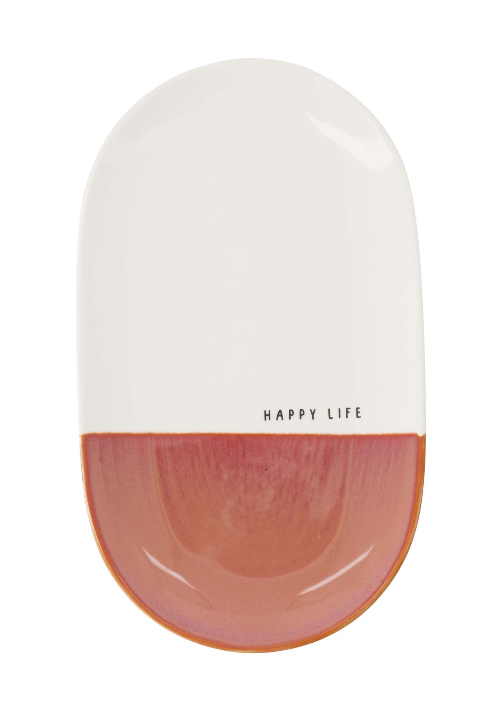 Zusss serveerschaal Happy life wit Burgundy One Size
