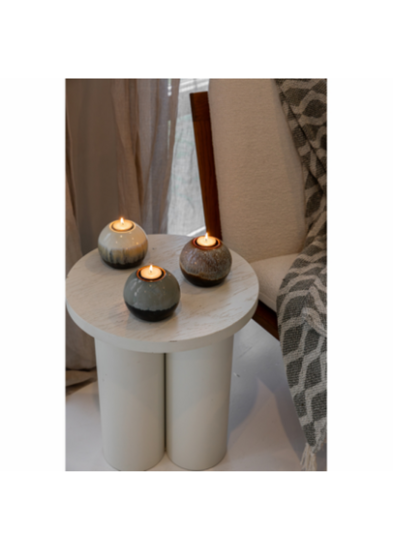 Jens Living Round tealight holder Bodhi White