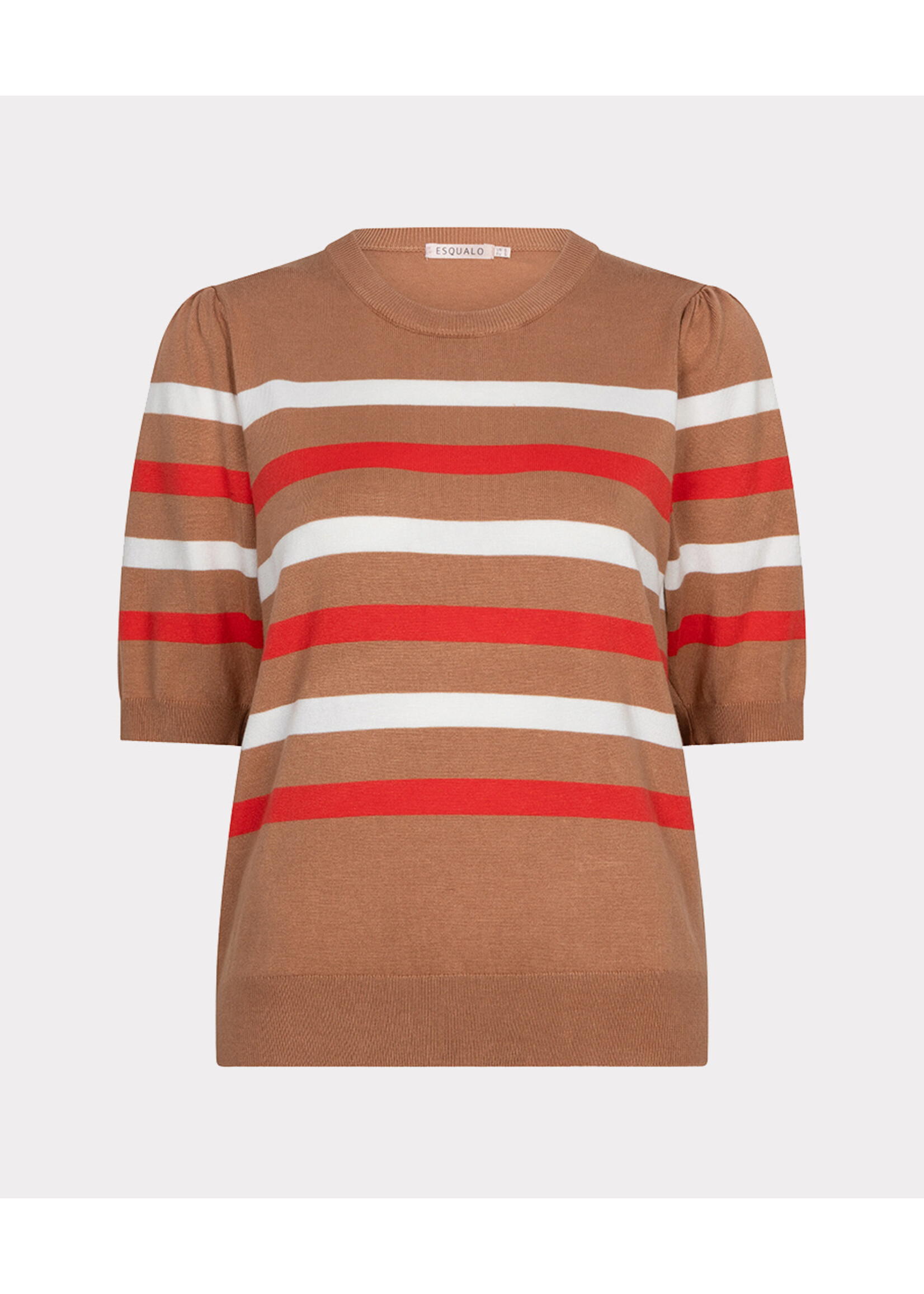 EsQualo Sweater puff slve striped knit
