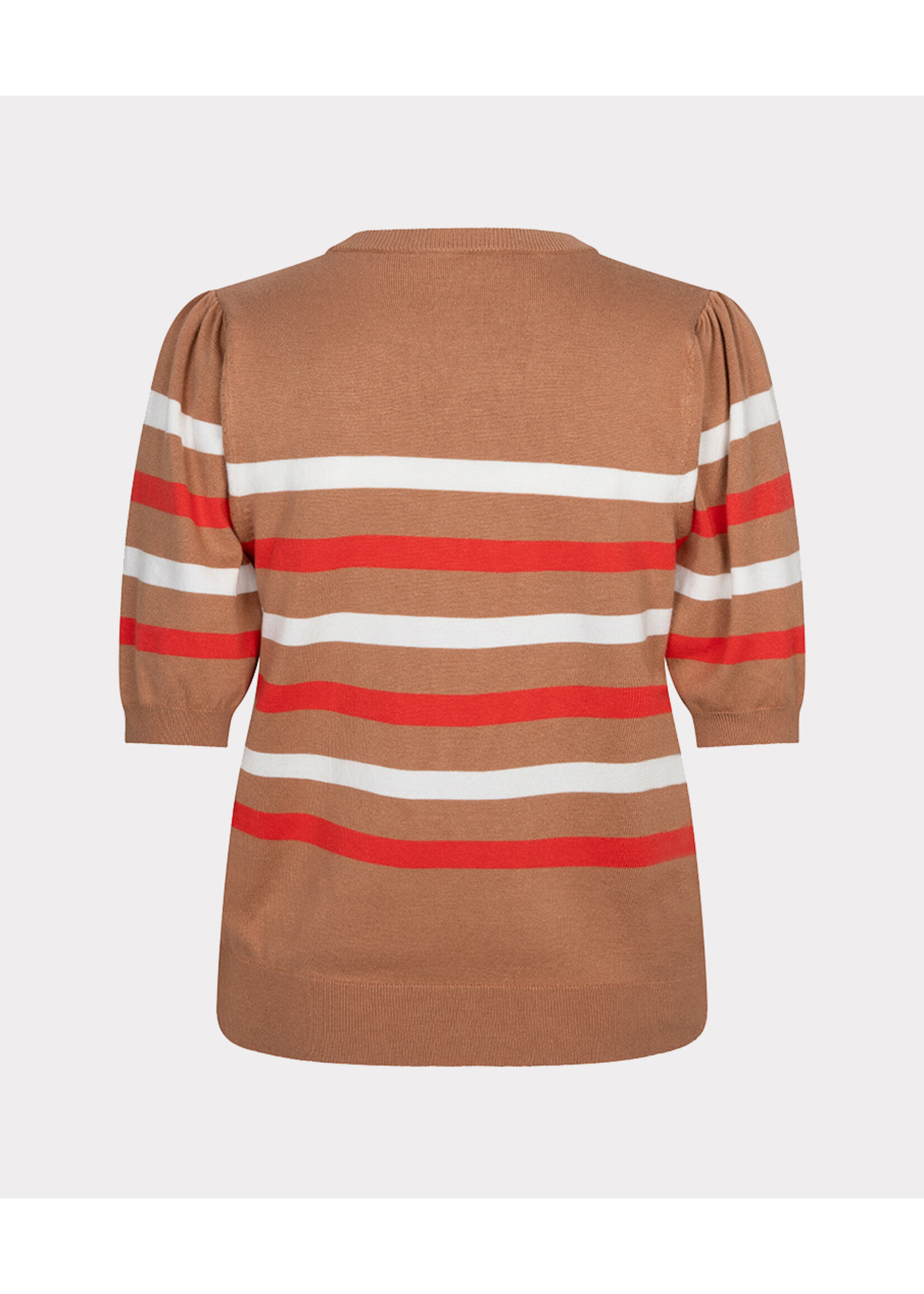EsQualo Sweater puff slve striped knit
