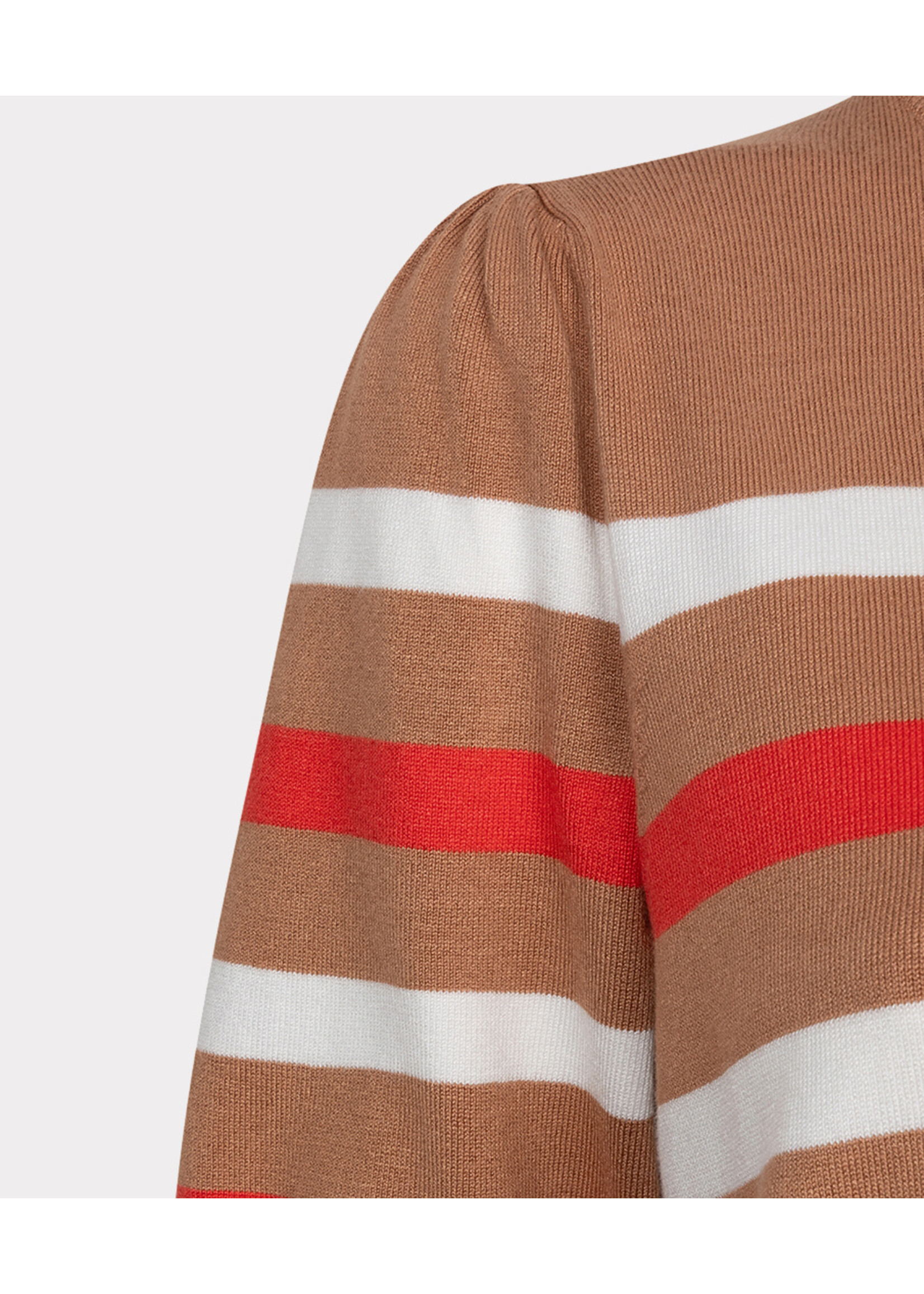 EsQualo Sweater puff slve striped knit