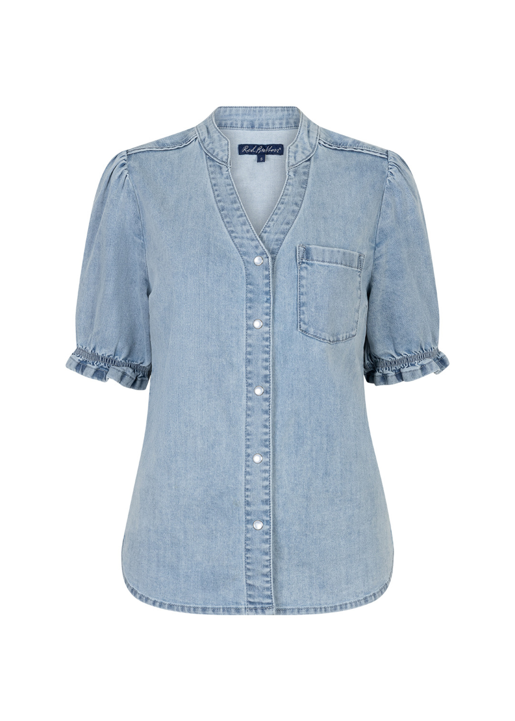 Red Button Victoria Blouse Denim