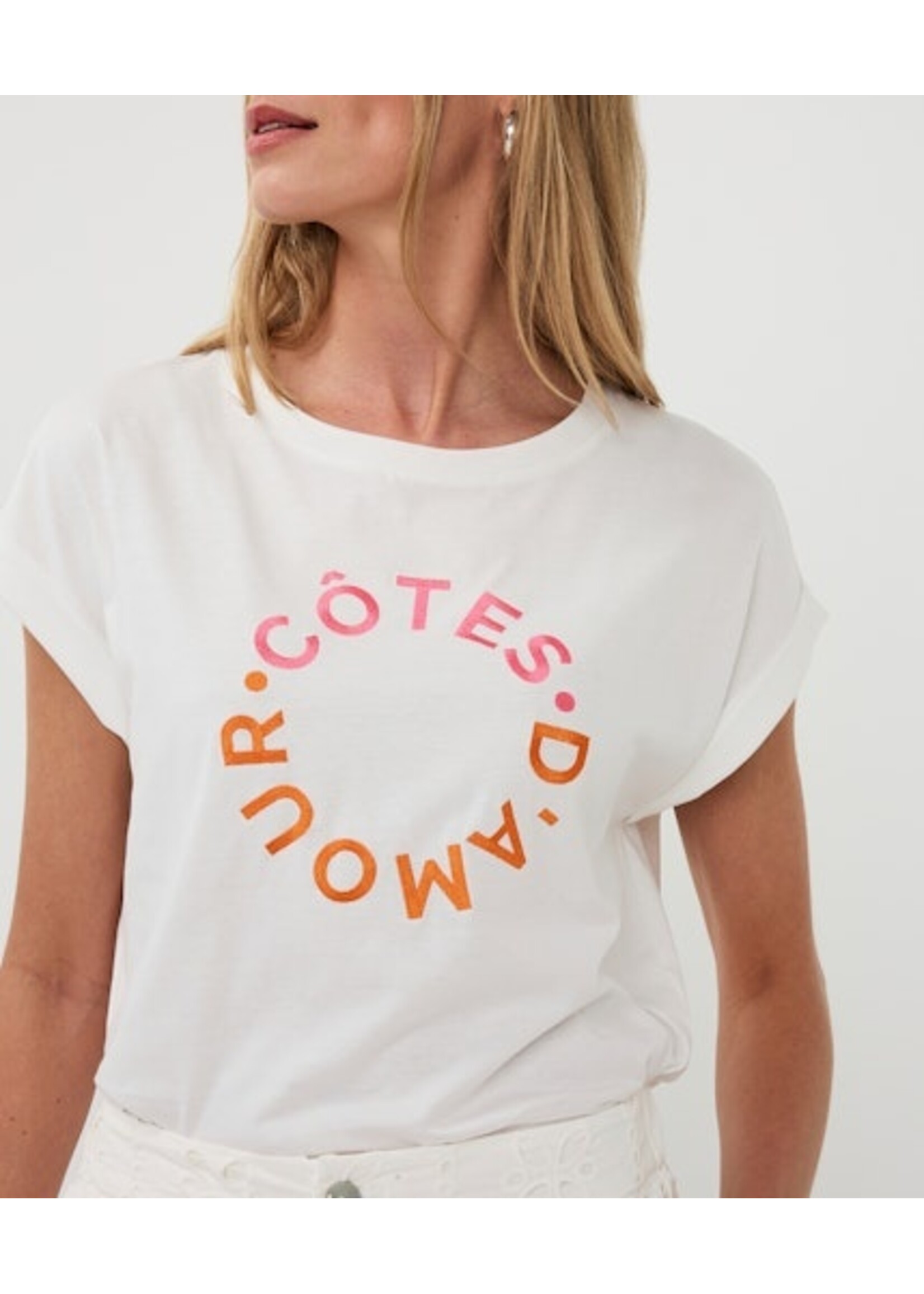 EsQualo T-shirt rolled up slve “cotes d’amour"