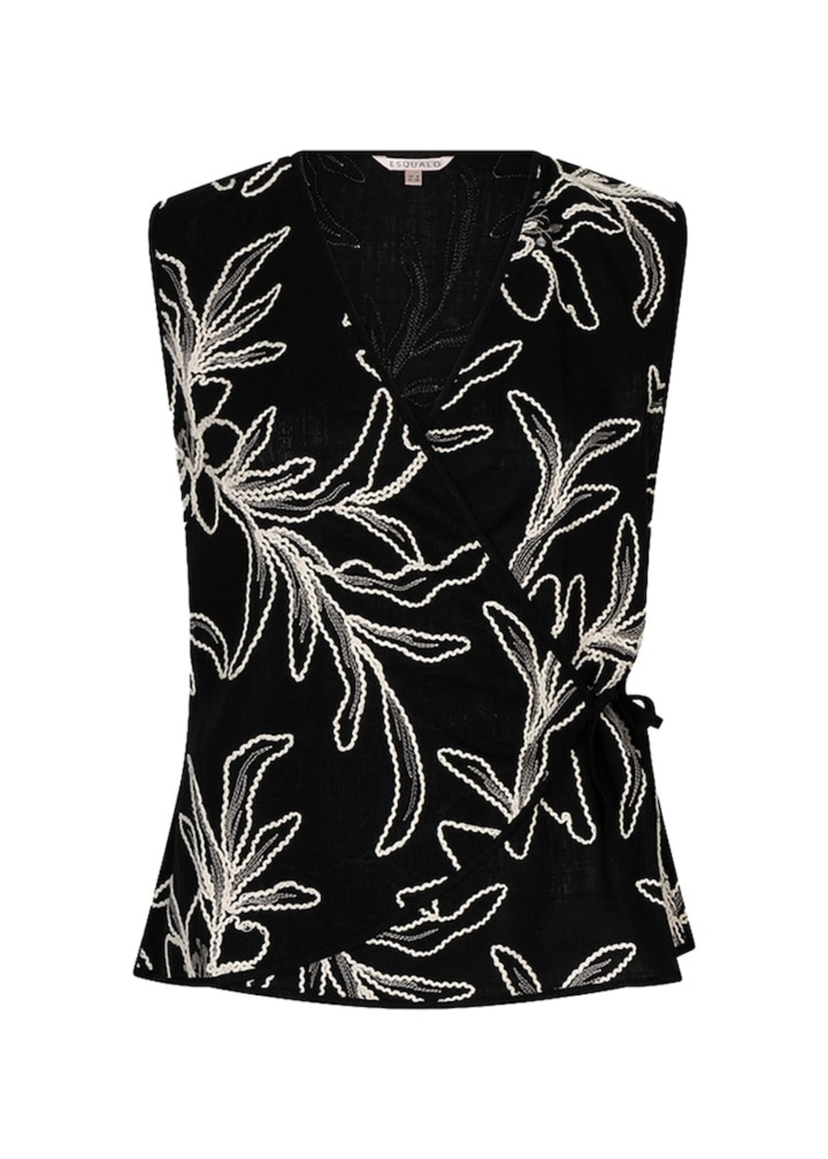 EsQualo Top wrap over flower embroidery